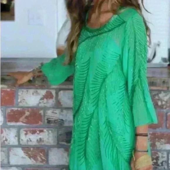 Rory Beca Haldi Beaded Dress size Small Kelly Green - Picture 2 of 16